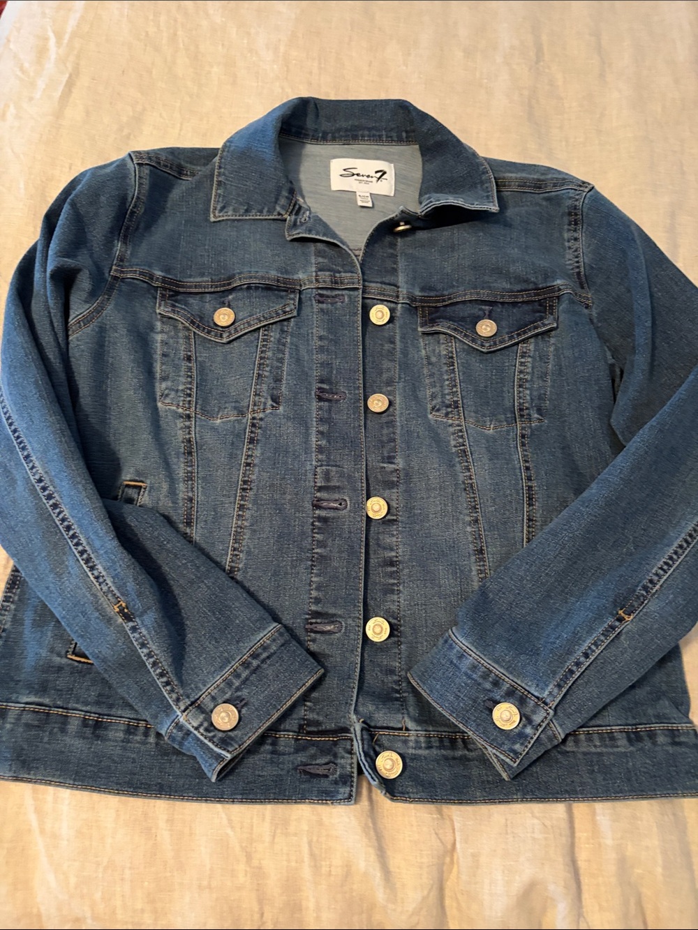 Seven7 Medium Blue Denim Jacket with Button Front